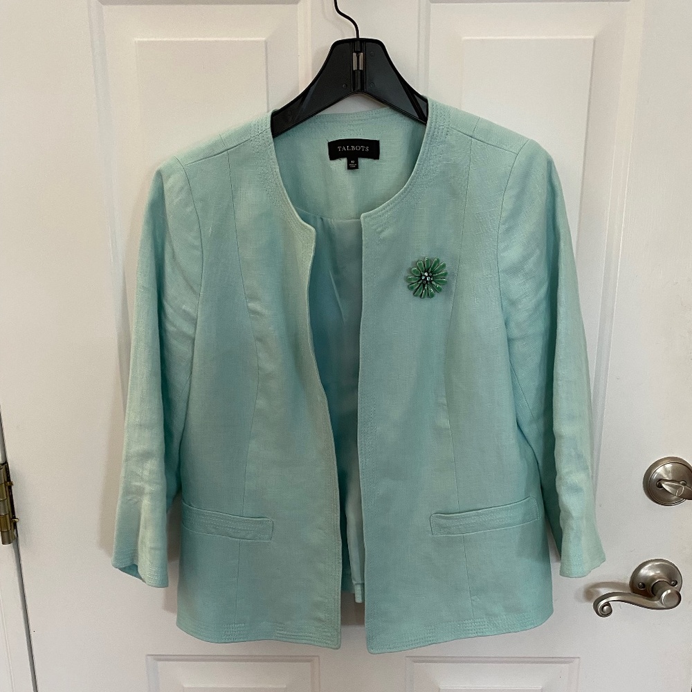 Talbot's Light Aqua Blazer. Gently worm.